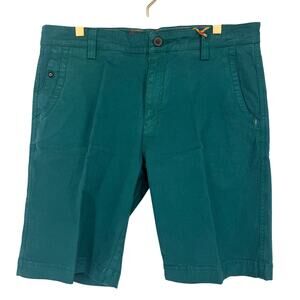 Robert Graham Men's Shorts, Classic Fit Forest Green Cotton Twill 32